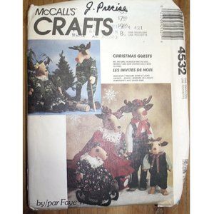 UNCUT McCall's 4532 sewing pattern CHRISTMAS DECOR STUFFED REINDEER + CLOTHEs